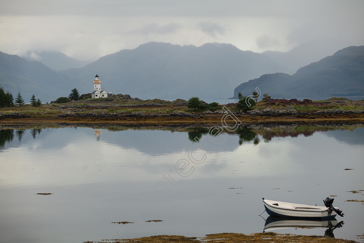 IsleofOrnsayLighthouse 
 Isle of Ornsay Lighthouse, in the south of Skye often known as the garden of Skye. the lighthouse was built 1857, by Thomas and David Stevenson. 
 Keywords: Lighthouse, Isle of Ornsay, Isle of Skye, 1857, Gavin Maxwell, `Rng of Bright Water', Saescape, Sleat, Paultia Sedgwick, Eilean Sionnach, Film set, automated lighthouse, air bnb, self catering cottages, sound of sleat, camuscross, reflections, tidal walk.